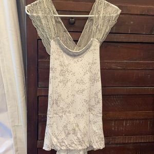 Free People lace criss cross beaded tank top XS